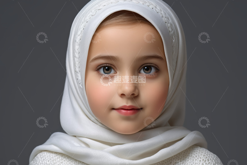 高清大图下载【趣麦麦图】戴头巾小女孩特写