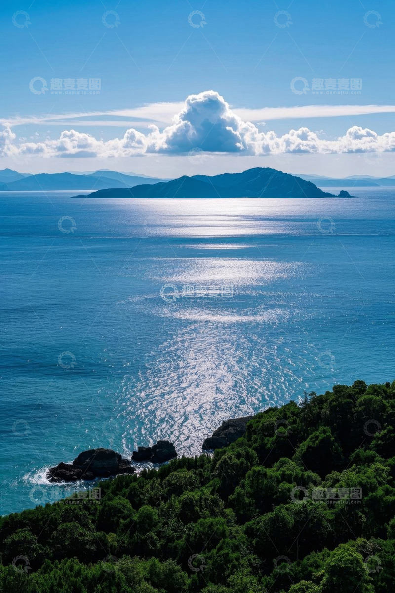 高清大图下载【趣麦麦图】海景风光与远方岛屿