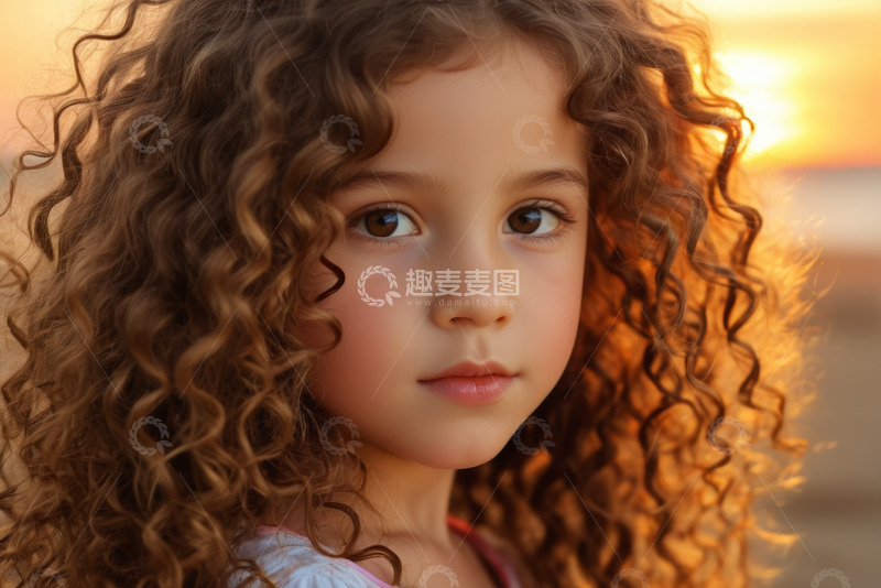 高清大图下载【趣麦麦图】卷发小女孩户外特写