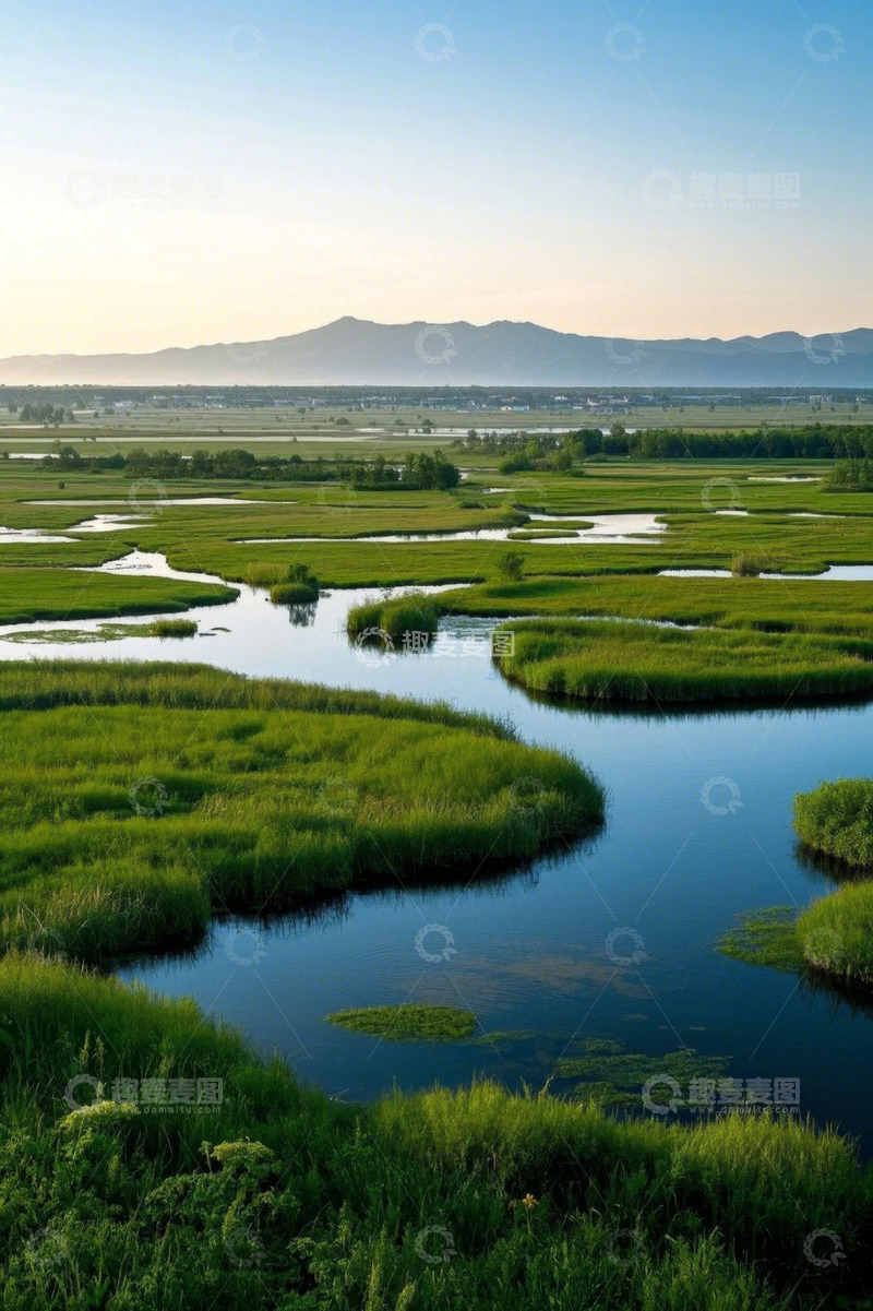 高清大图下载【趣麦麦图】自然风光湿地河流全景