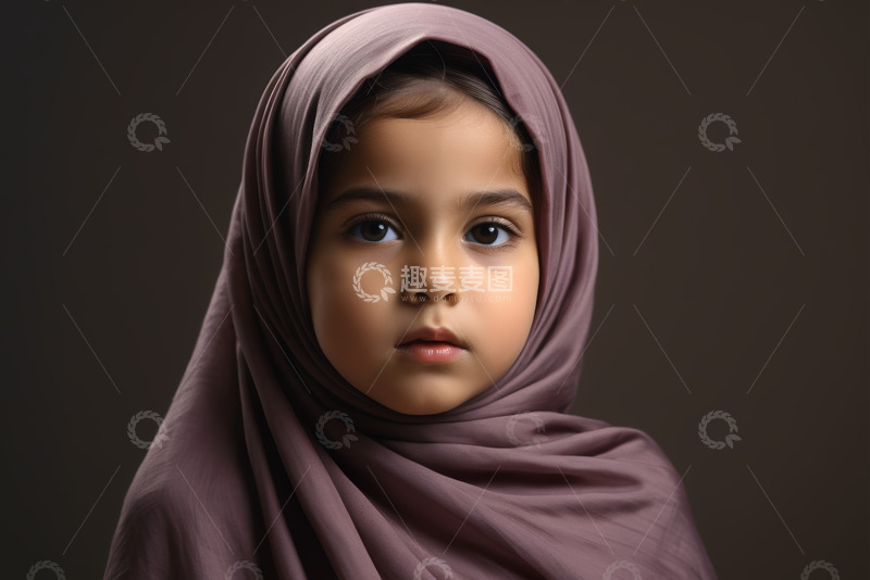 高清大图下载【趣麦麦图】戴头巾小女孩特写肖像