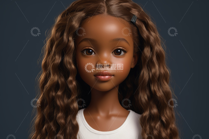 高清大图下载【趣麦麦图】非洲裔小女孩肖像特写