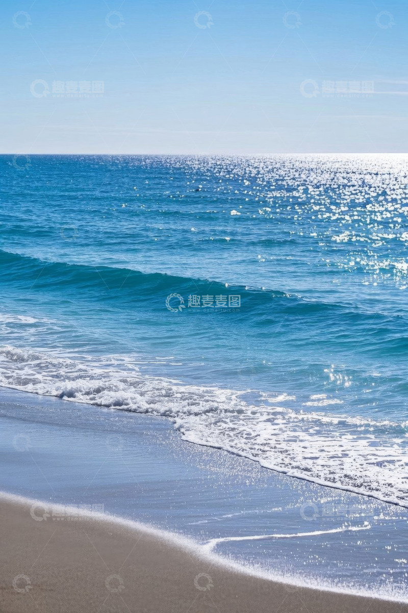 高清大图下载【趣麦麦图】蓝色海洋与沙滩景象
