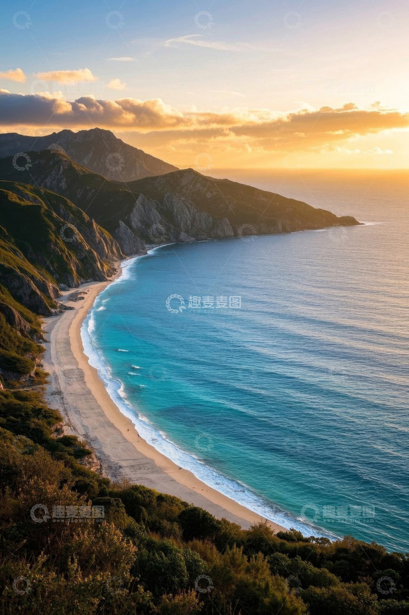 高清大图下载【趣麦麦图】海滩自然风光黄昏景色