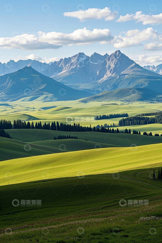 草原山脉自然风光全景