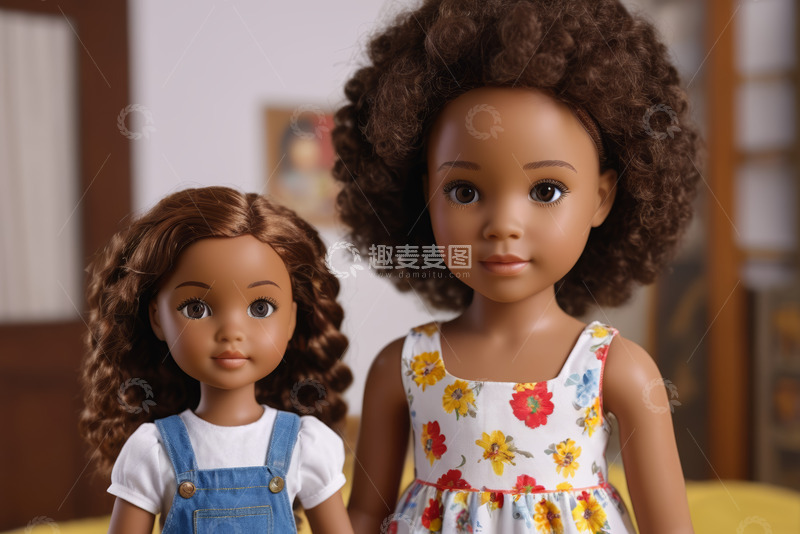 高清大图下载【趣麦麦图】两个非洲裔玩偶特写