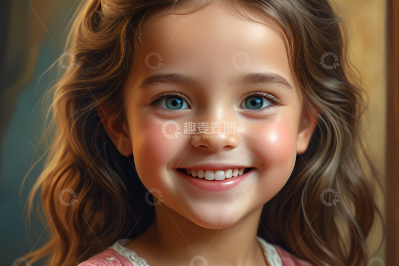 高清大图下载【趣麦麦图】微笑的小女孩特写