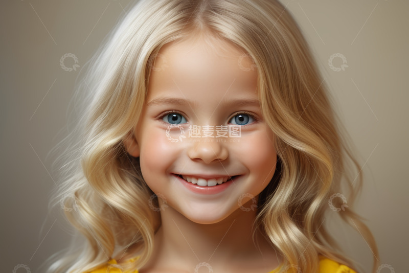 高清大图下载【趣麦麦图】金发女孩微笑肖像