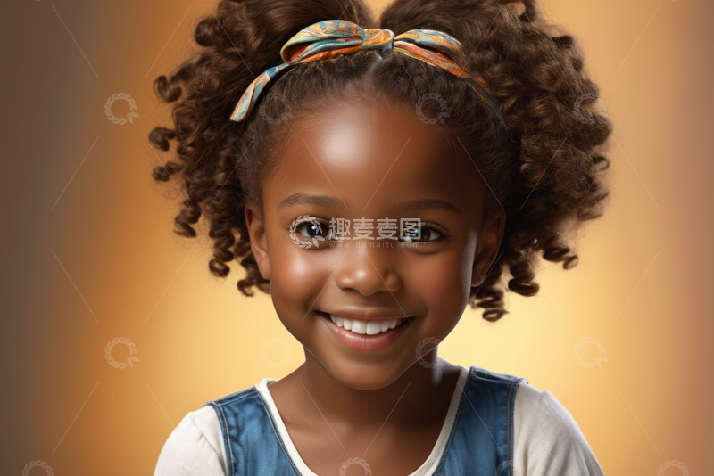 高清大图下载【趣麦麦图】微笑的非洲裔小女孩肖像