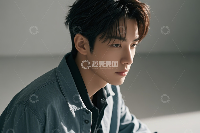 高清大图下载【趣麦麦图】年轻男子侧颜特写