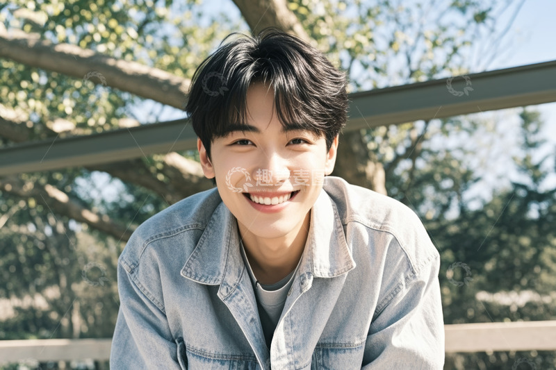 高清大图下载【趣麦麦图】户外微笑的年轻男子