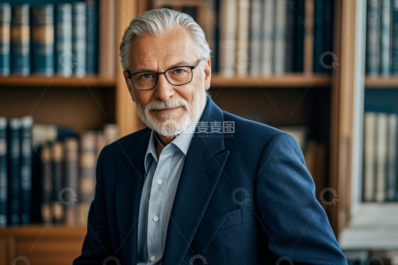 高清大图下载【趣麦麦图】西装成熟男士书房肖像