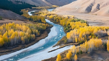 秋意浓河流山谷风光