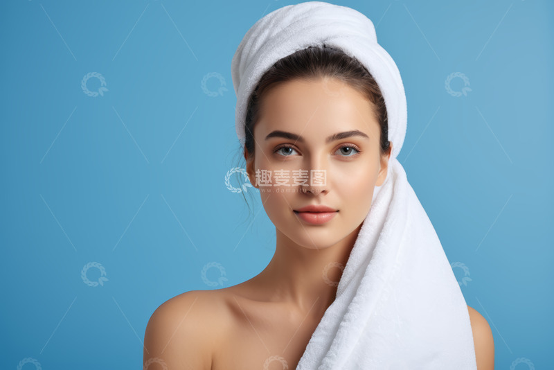 高清大图下载【趣麦麦图】裹毛巾女人的面部特写