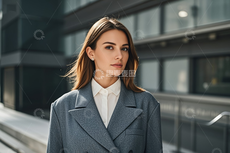 高清大图下载【趣麦麦图】户外站立的商务女性