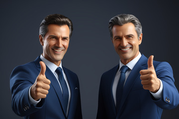 两位西装男士竖大拇指特写