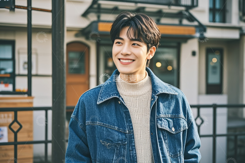 高清大图下载【趣麦麦图】户外微笑的年轻男性