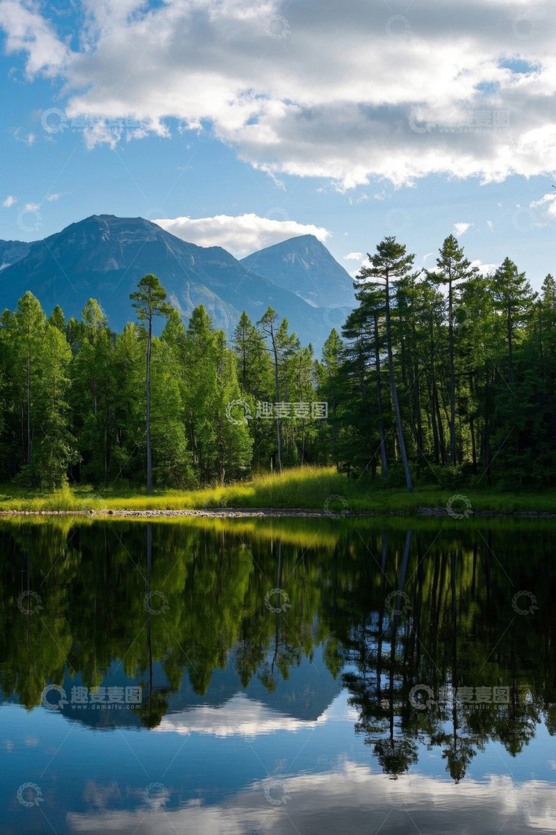 高清大图下载【趣麦麦图】山林湖泊自然风光全景