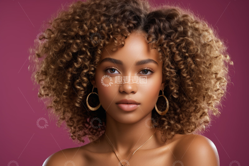高清大图下载【趣麦麦图】卷发女性特写肖像