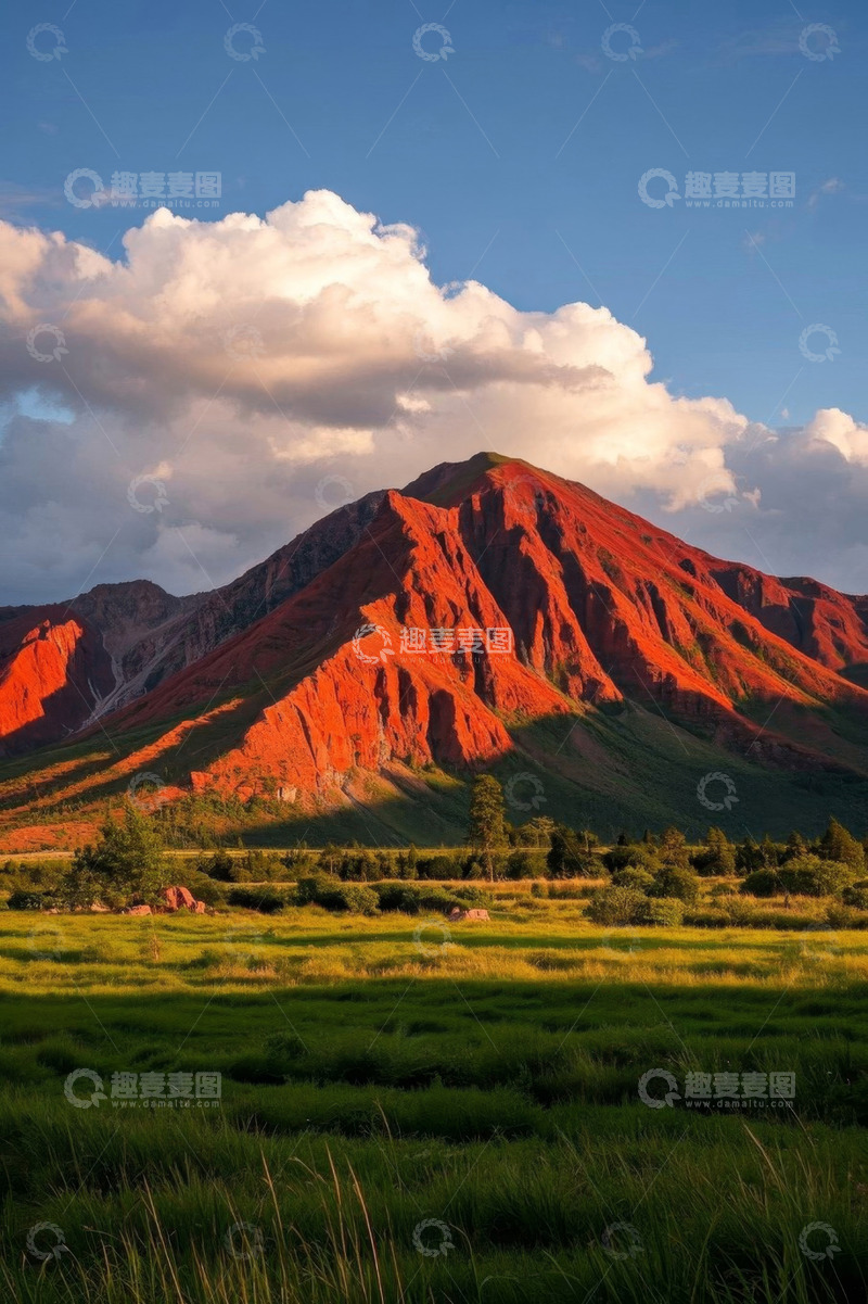 高清大图下载【趣麦麦图】壮丽红色山峰自然风光
