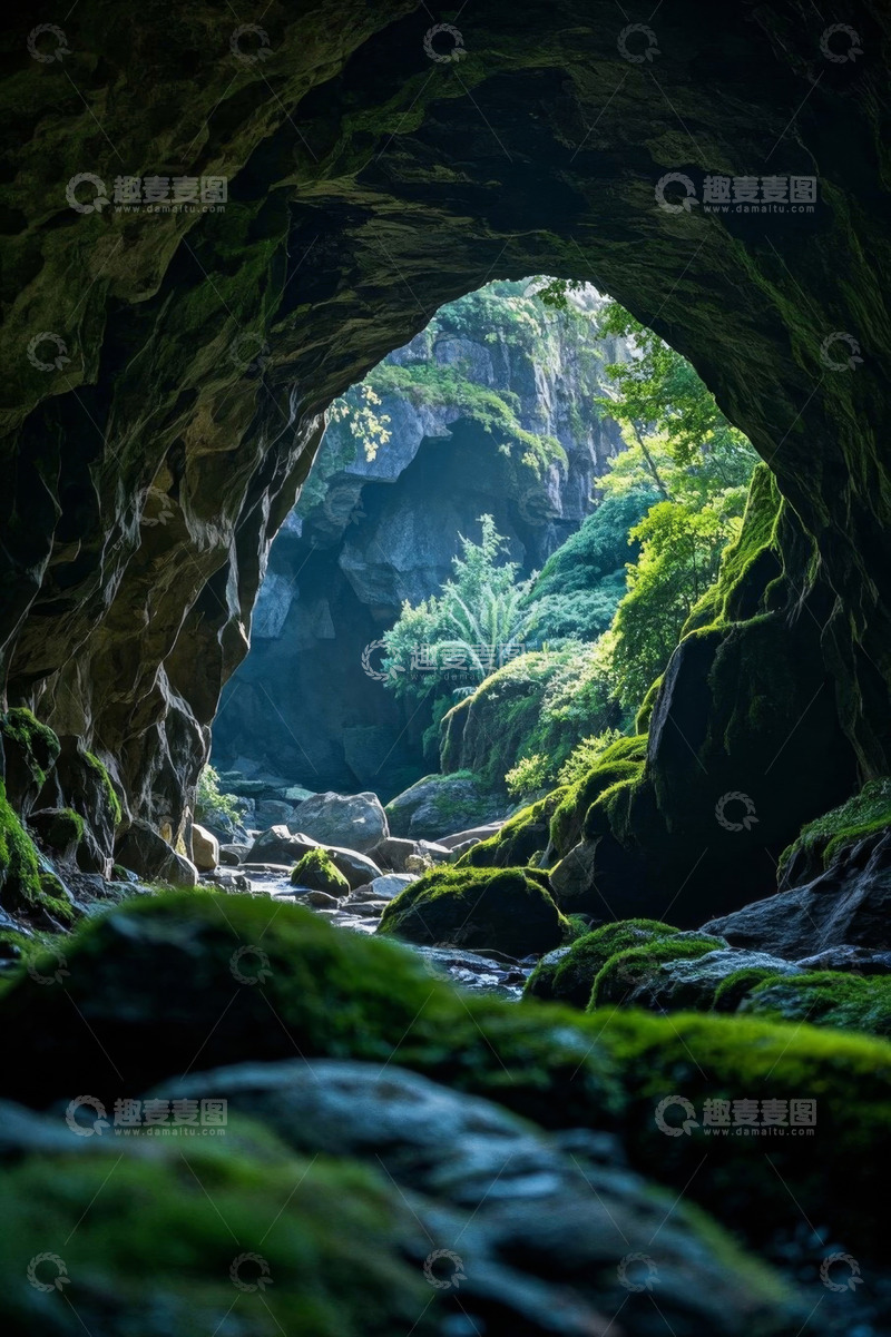高清大图下载【趣麦麦图】洞穴口外的自然风光