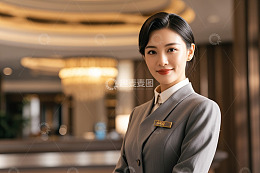 酒店前台职业女性微笑肖像