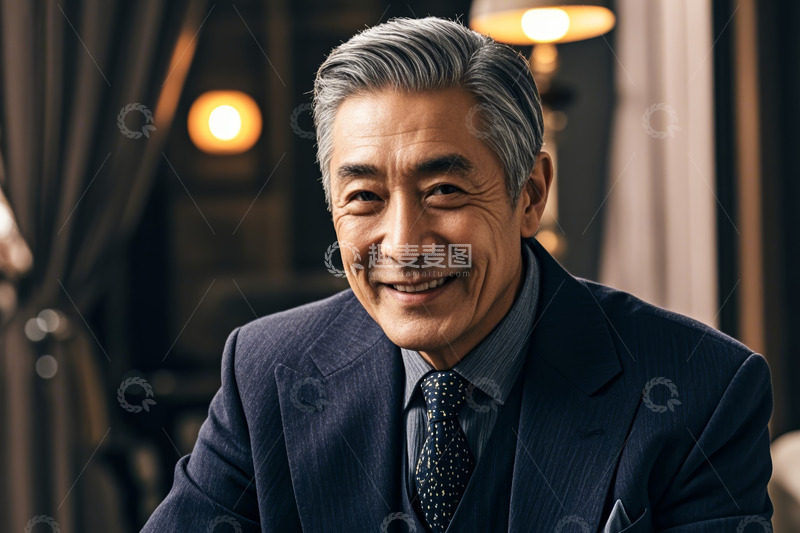高清大图下载【趣麦麦图】穿着西装微笑的中老年男子