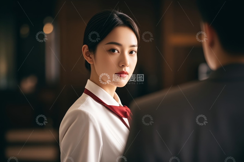 高清大图下载【趣麦麦图】职业女性与男士对视场景