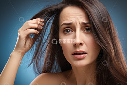 年轻女性查看自身头发状况