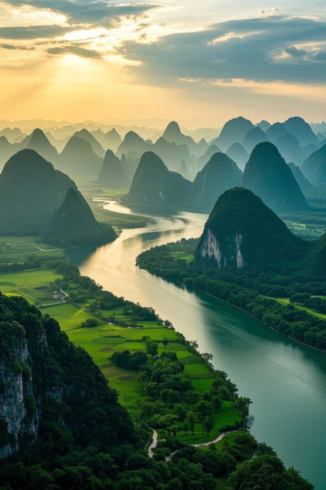 桂林山水河流风光