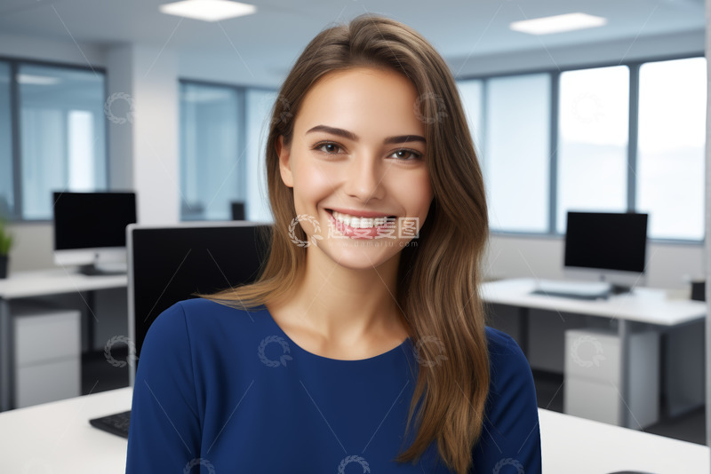 高清大图下载【趣麦麦图】办公室微笑的职业女性