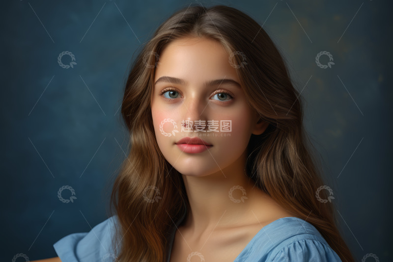高清大图下载【趣麦麦图】长发女子面部特写肖像