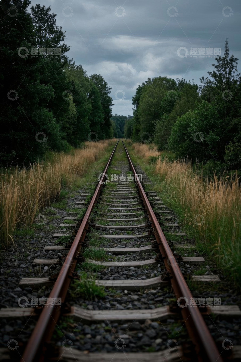 高清大图下载【趣麦麦图】野外自然环境中的铁路轨道