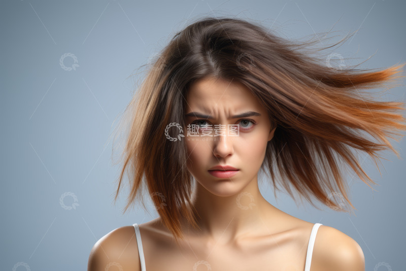 高清大图下载【趣麦麦图】表情严肃的年轻女性肖像