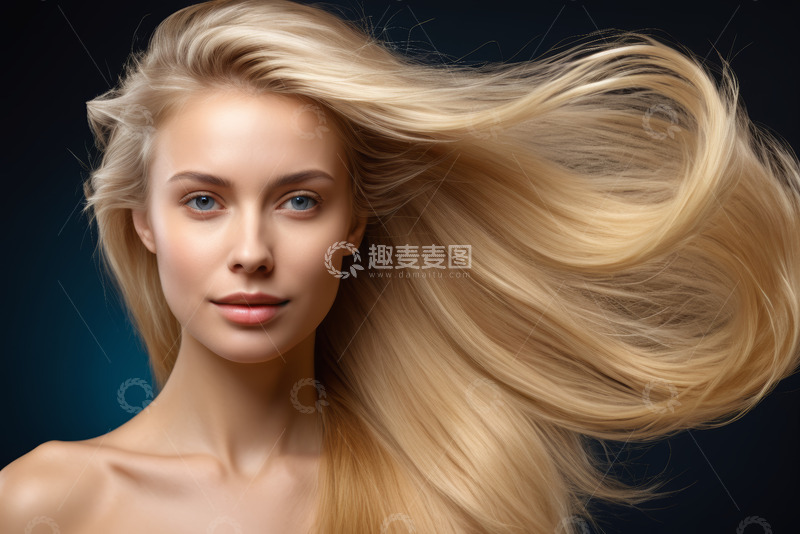 高清大图下载【趣麦麦图】金发女子肖像特写