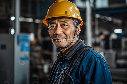 工厂工人头戴安全帽肖像