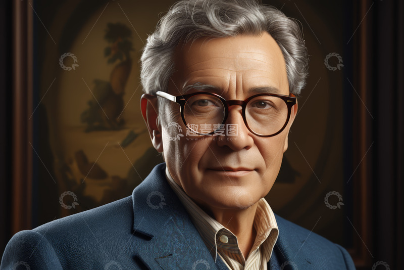 高清大图下载【趣麦麦图】戴眼镜的成熟男士肖像