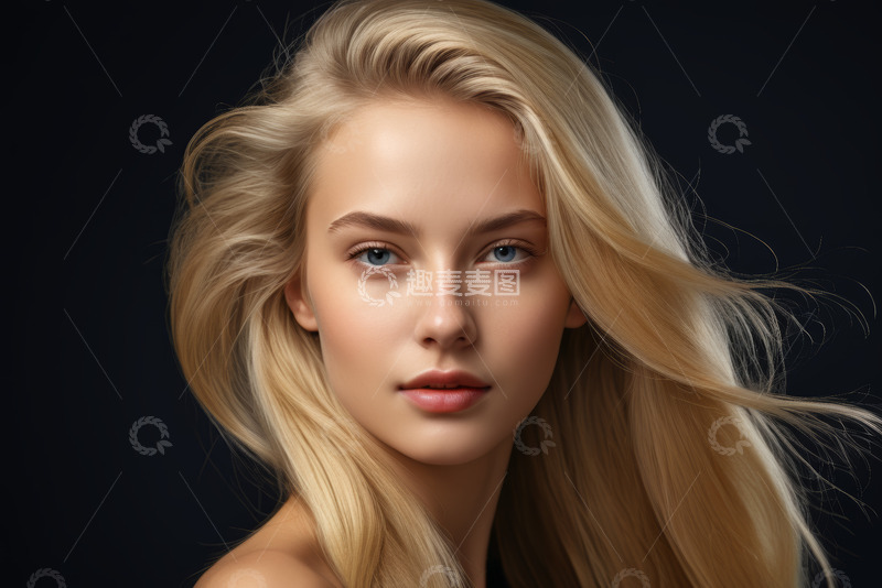 高清大图下载【趣麦麦图】金发女子面部特写