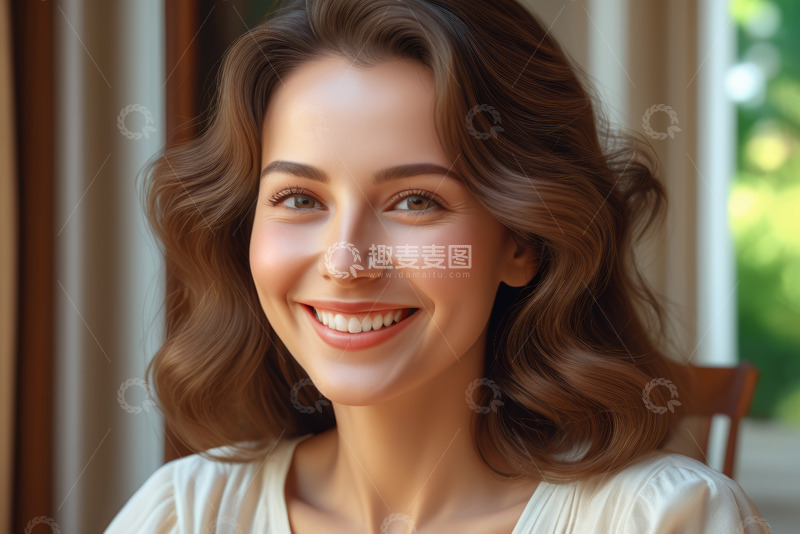 高清大图下载【趣麦麦图】微笑年轻女性肖像素材