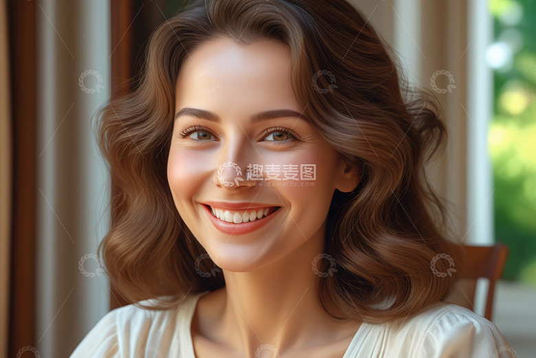 微笑年轻女性肖像素材