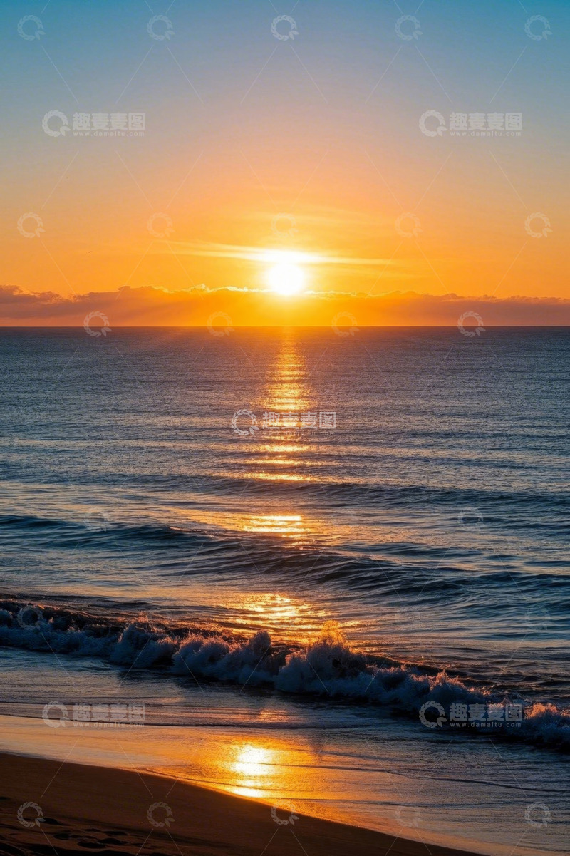高清大图下载【趣麦麦图】海滩日落海洋风景