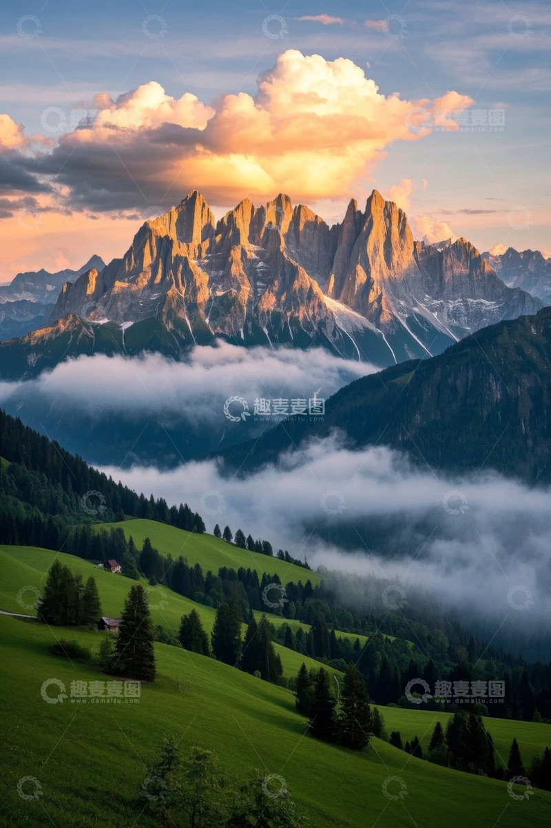 高清大图下载【趣麦麦图】意大利山地自然风光全景