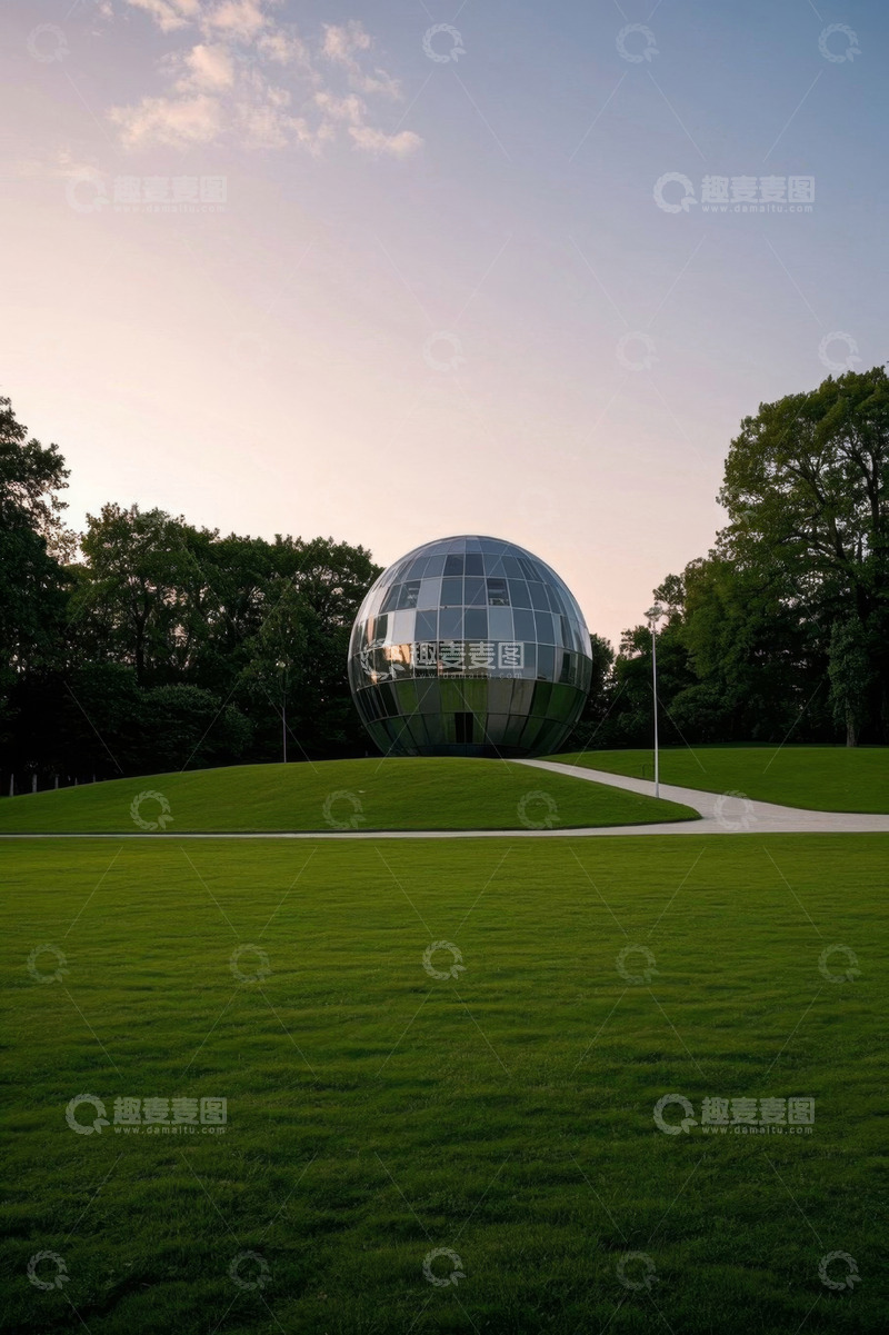高清大图下载【趣麦麦图】草地中球形建筑全景