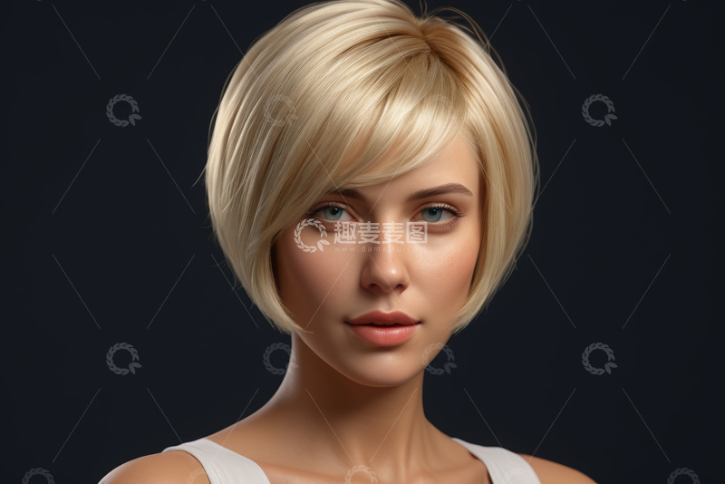 高清大图下载【趣麦麦图】金发女子面部特写肖像
