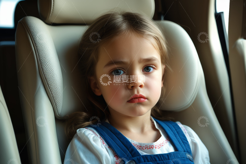 高清大图下载【趣麦麦图】汽车座椅上的小女孩
