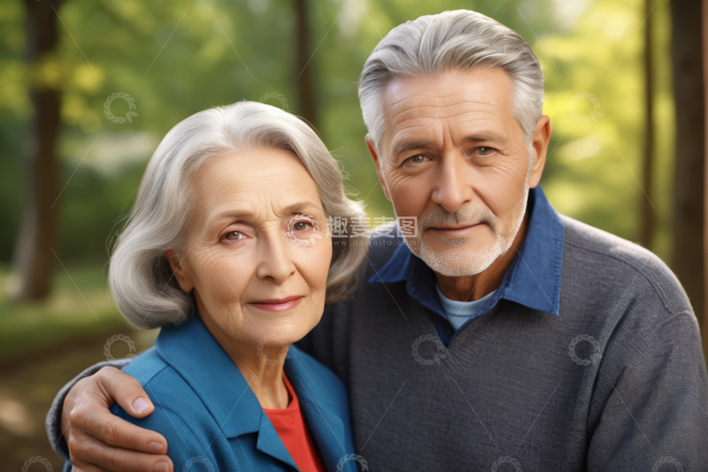 高清大图下载【趣麦麦图】老年夫妇公园亲密合影