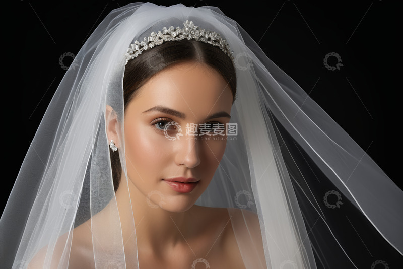 高清大图下载【趣麦麦图】戴头纱新娘特写