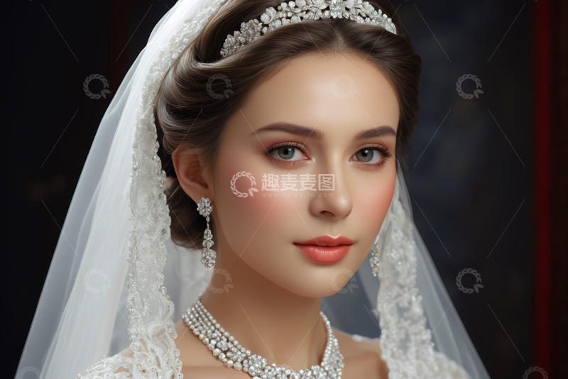 高清大图下载【趣麦麦图】新娘特写婚纱照人像素材