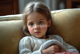 沙发上的小女孩肖像