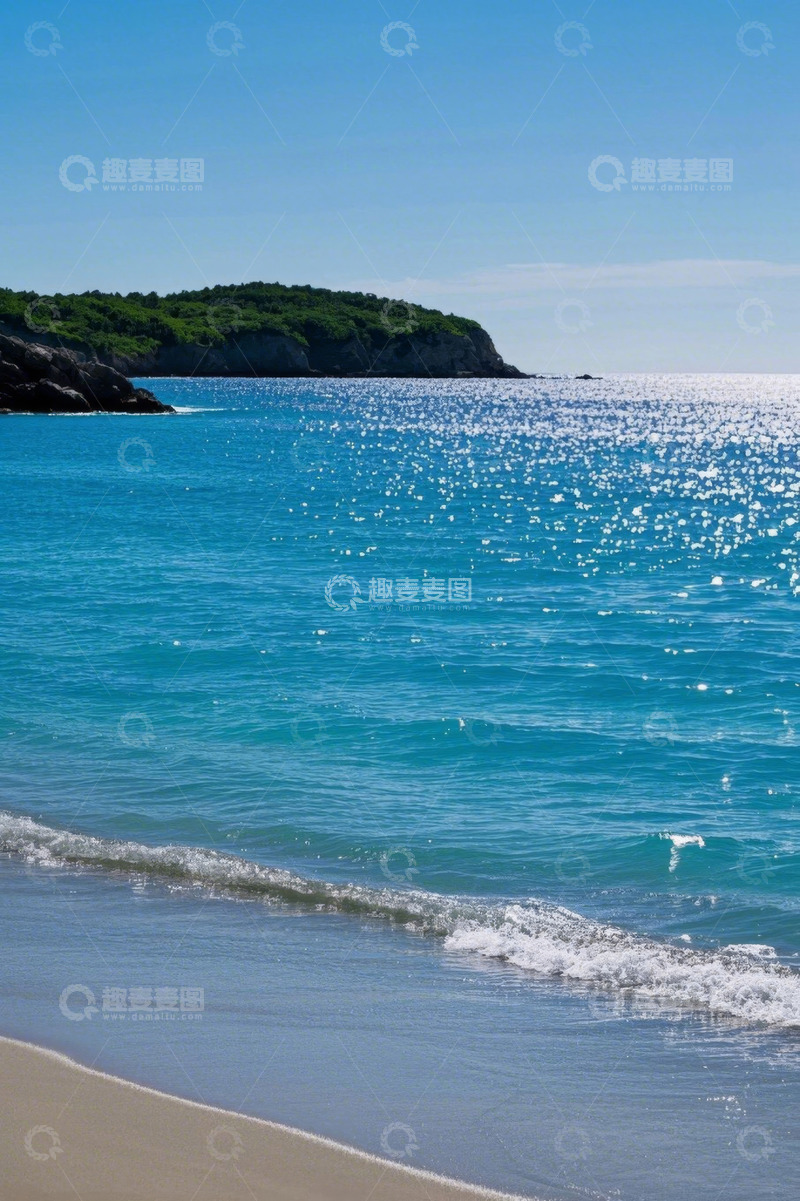 高清大图下载【趣麦麦图】阳光照耀下的蓝色海滩海景